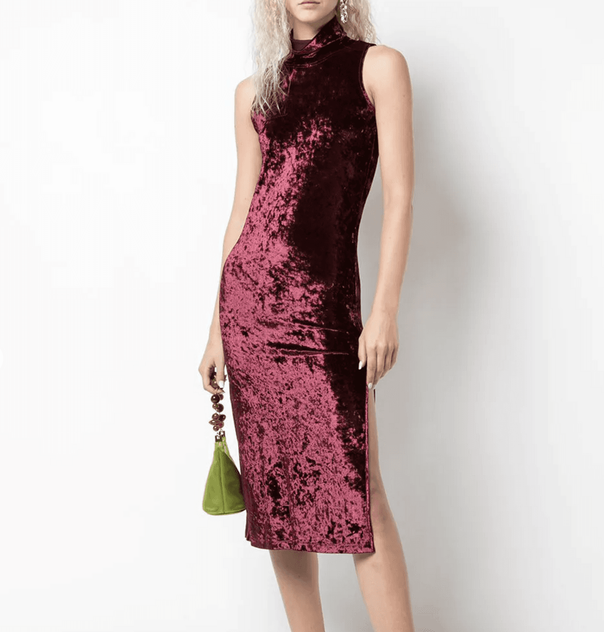 "Caroline Constas" Velvet mock neck dress, burgundy, size 10, RRP $677 - Image 1