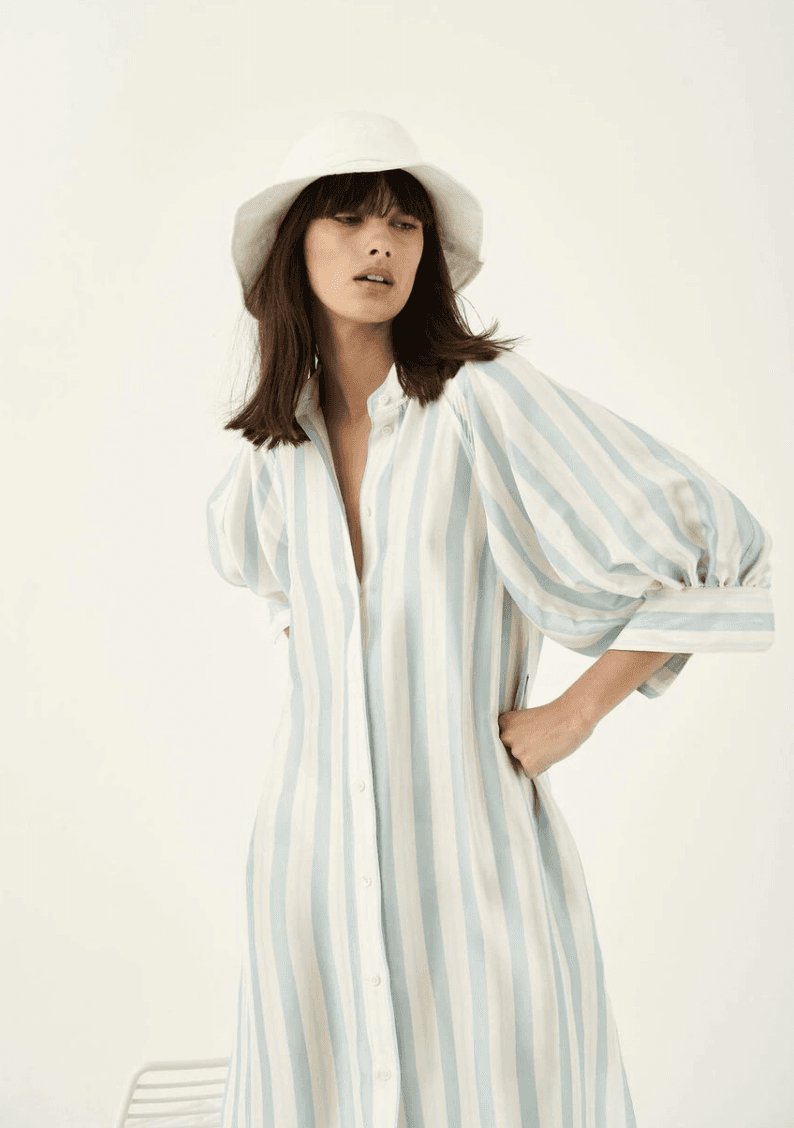 Oroton Silk Stripe Midi Dress with Matching Silk Belt Print Size 8 - Image 2