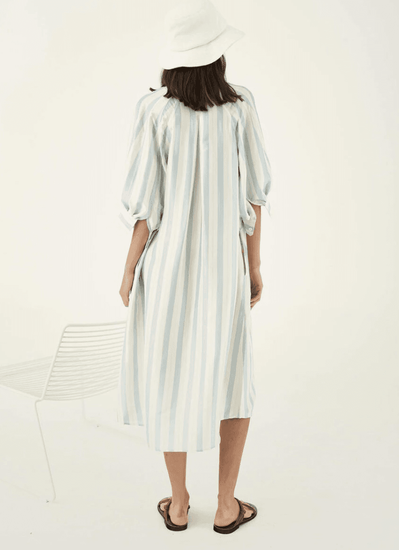 Oroton Silk Stripe Midi Dress with Matching Silk Belt Print Size 8 - Image 3