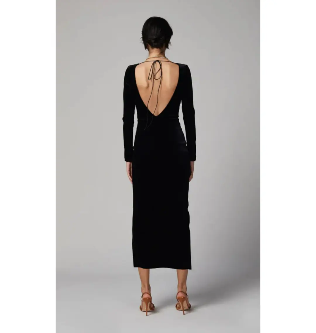 Bec & Bridge Midnight Soiree Long Sleeve Midi Dress in Black Size AU 10 for rent on The Volte - main image