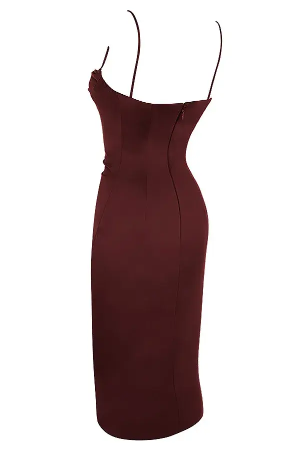 House of CB Anja Satin Corset Midi Dress Brown Size 8 - Image 6