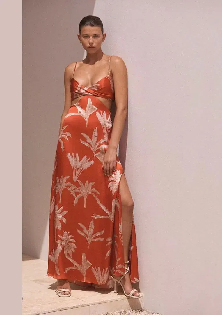 Scanlan Theodore Silk Palm Dress Print Size 8 - Image 1