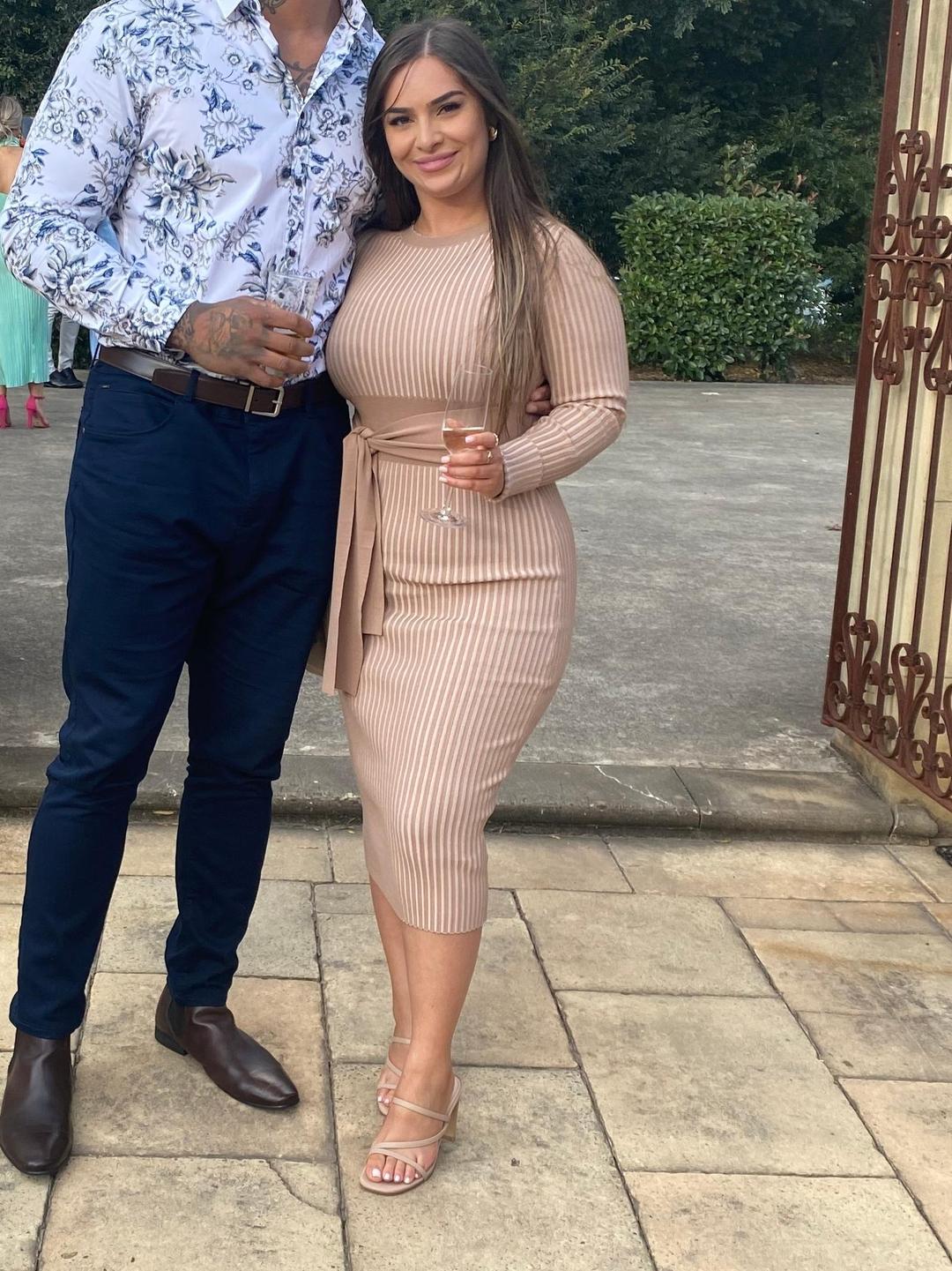 Kookai Sadie Crew Neck Belted Dress Natural Size 1 for rent on The Volte - main image