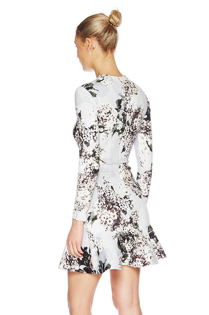 Lover Rosemary Scuba Dress Grey Floral Size 6 - Image 4