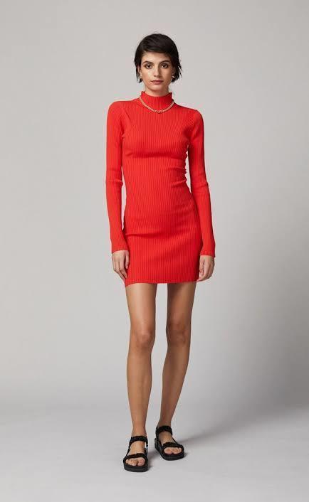 BEC & BRIDGE - CHICHI LONG SLEEVE KNIT MINI DRESS (CHILLI) - Image 1