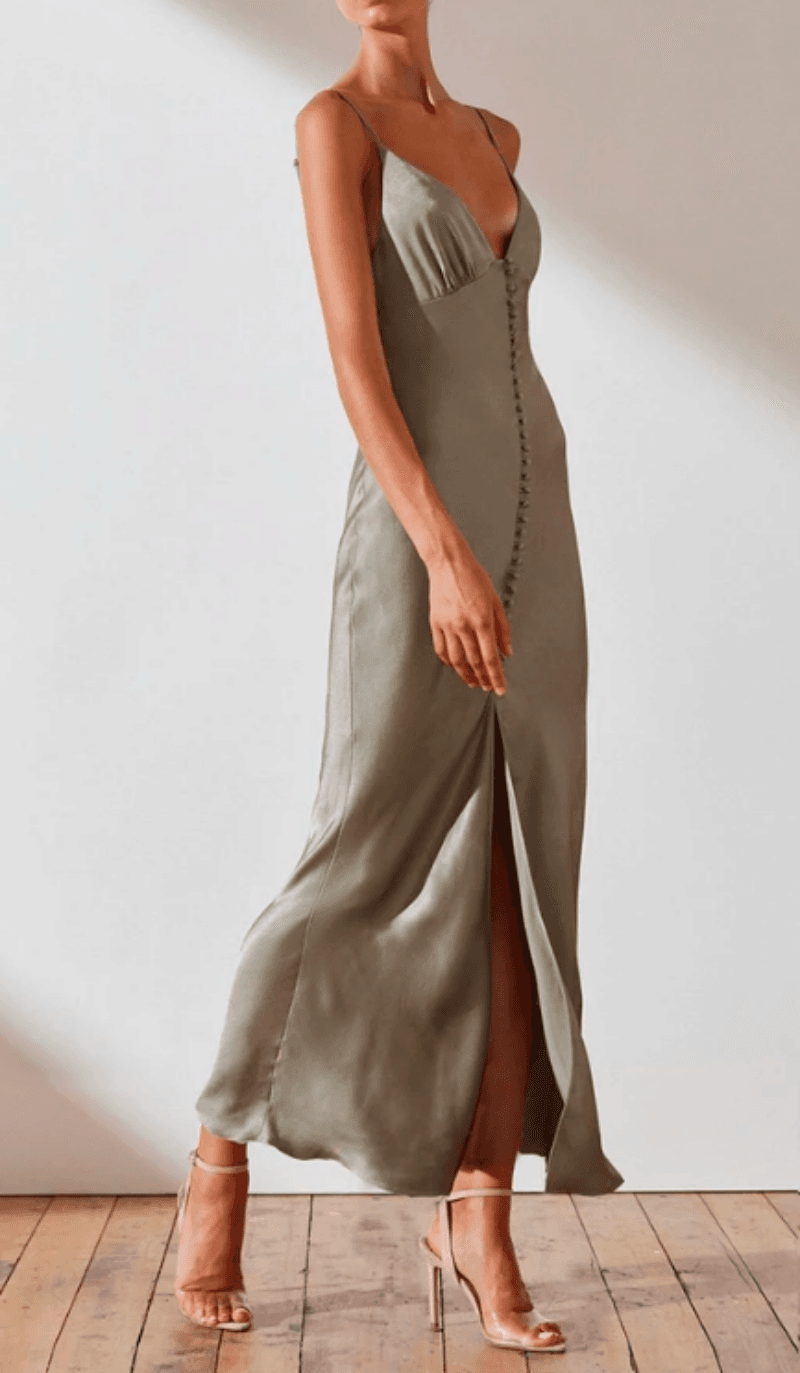 Shona Joy La Lune Bias Slip Dress in Sage - Image 3