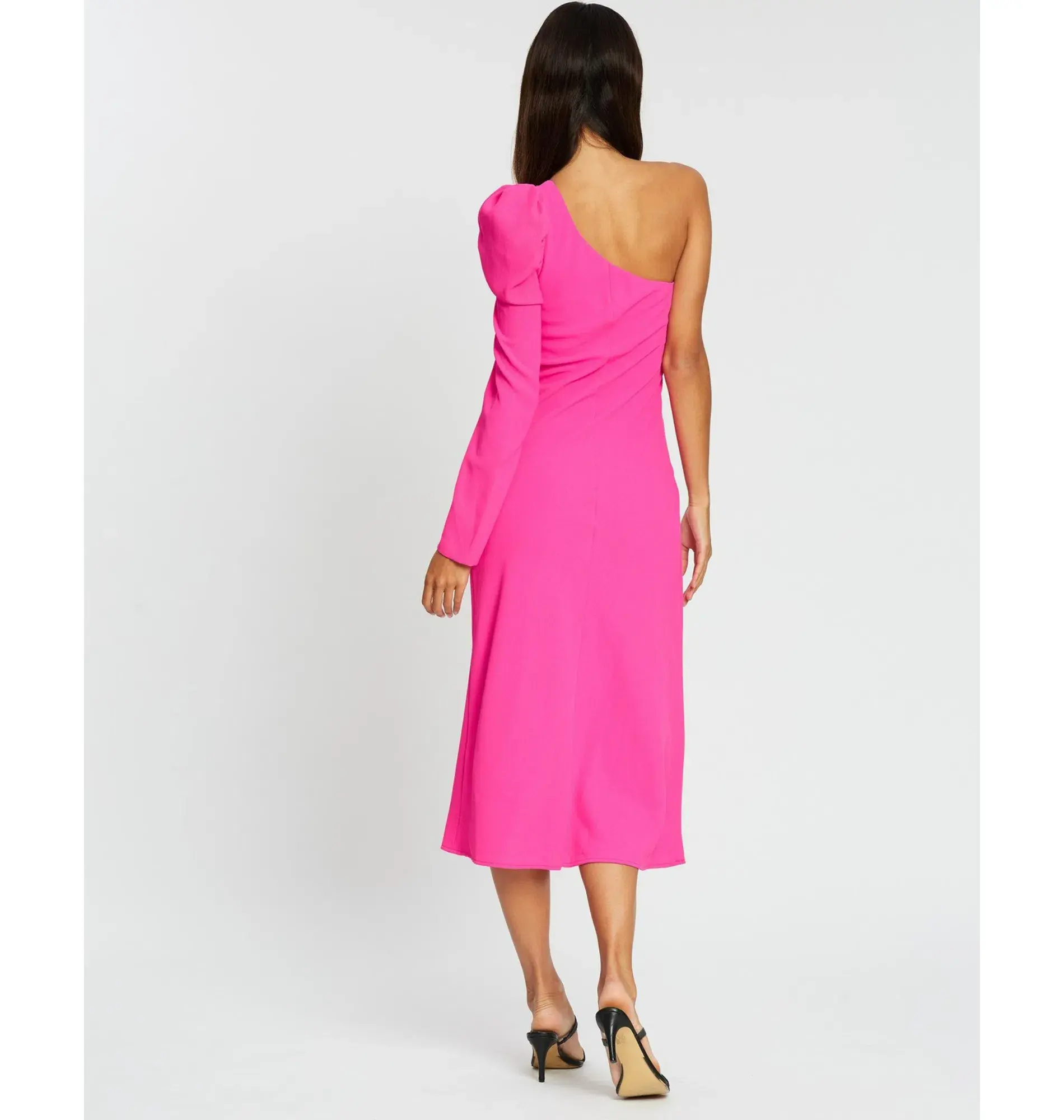 By Johnny Abby Asymmetric Sleeve Bias Dress Pink Size AU 12  - Image 3