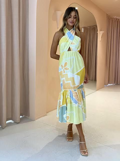 Steele Sia Midi Dress in Cabana Size XS / AU 6 for rent on The Volte - main image