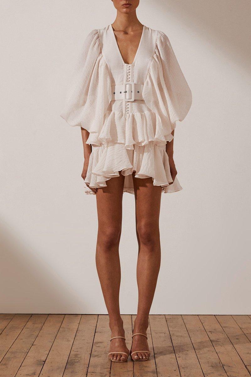 Shona Joy  Charlotte Plunged Draped  Mini Dress White Size 6 - Image 1