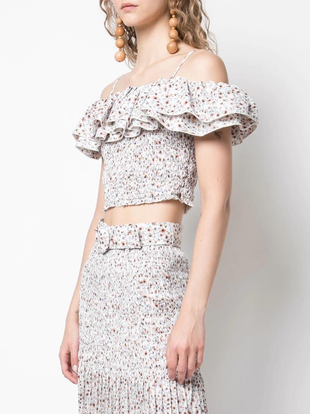 Nicholas Ruffled Poppy Print Top and Skirt  SIze 6 for rent on The Volte - main image