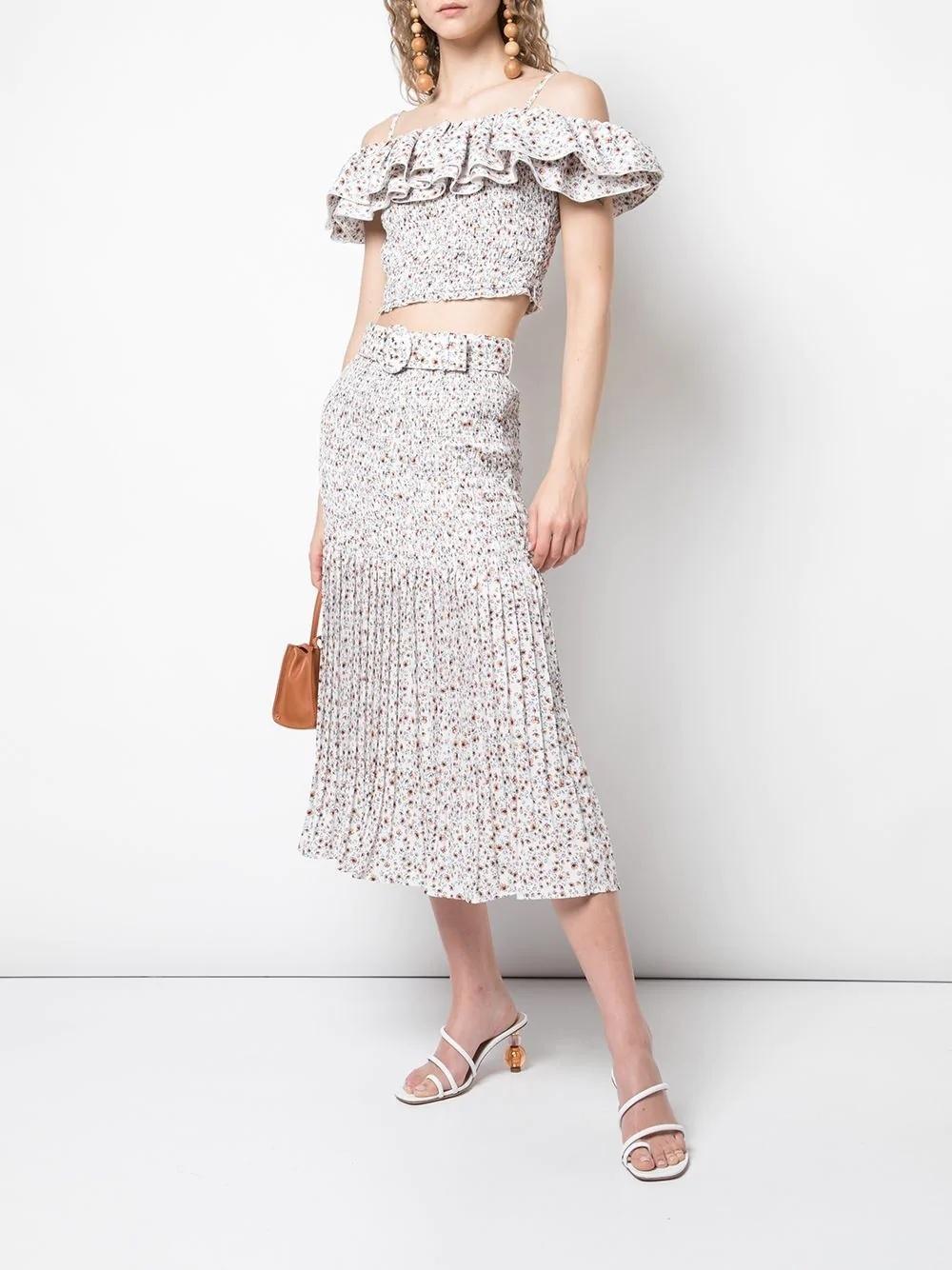 Nicholas Ruffled Poppy Print Top and Skirt  SIze 6 - Image 1