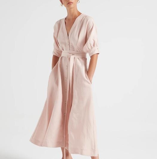 Aje Ennoble Midi Dress Pink Size 6 - Image 1