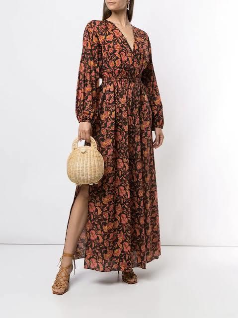 Matteau The Open Back Plunge Dress Hibiscus Print Size 8 - Image 1