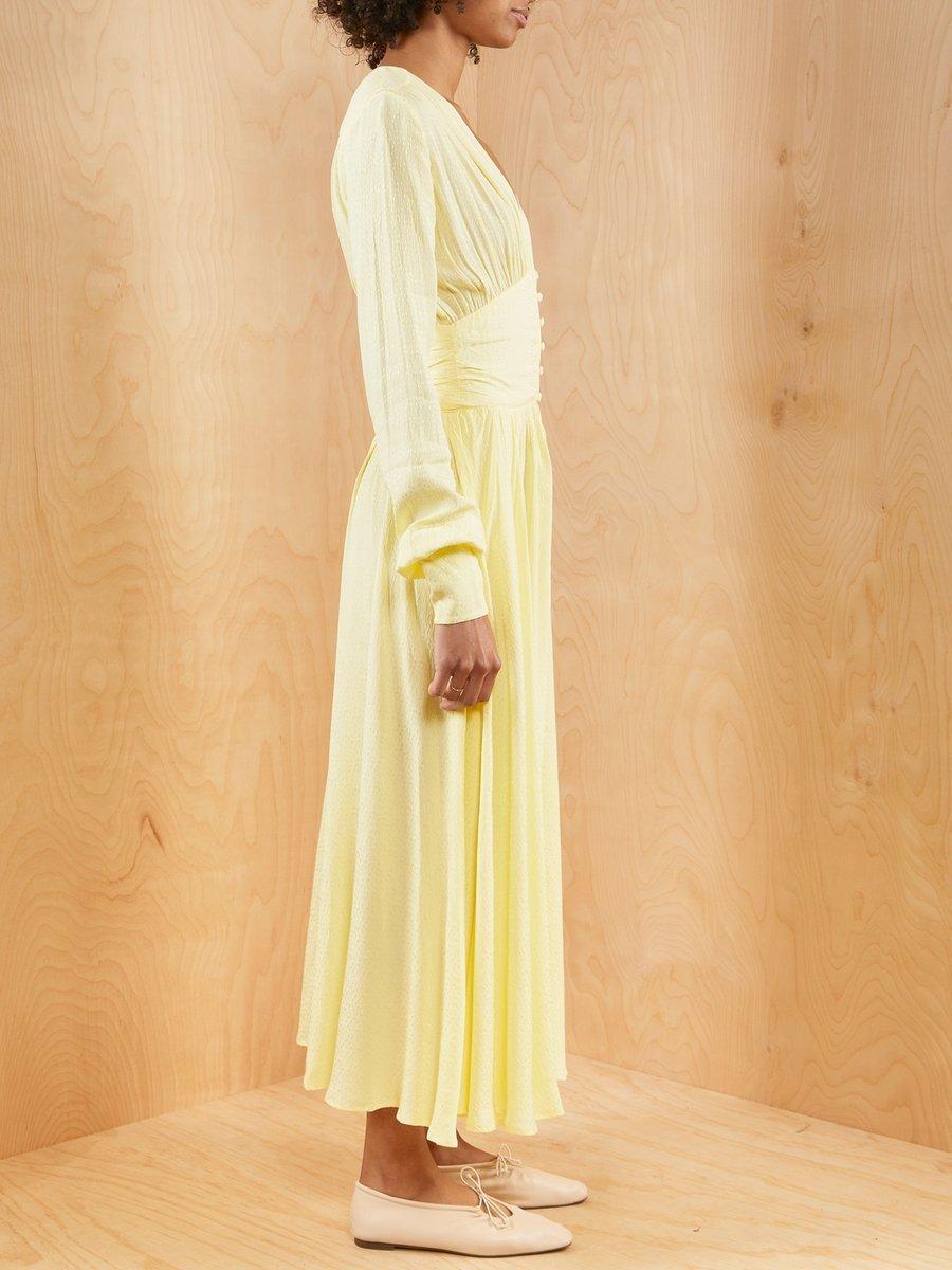 Rotate By Birger Christensen Tracy Long Sleeve Midi Dress Yellow Size 8 - Image 3