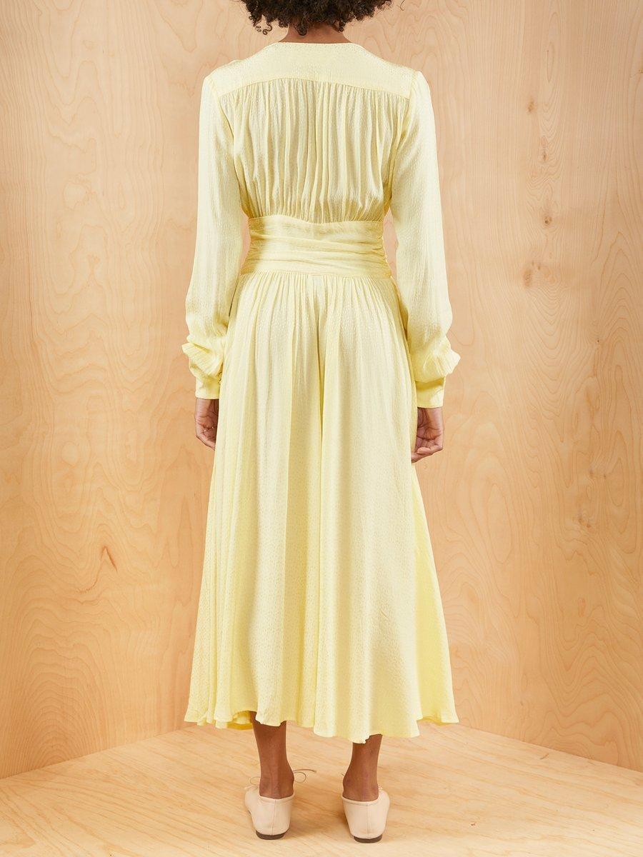 Rotate By Birger Christensen Tracy Long Sleeve Midi Dress Yellow Size 8 - Image 4