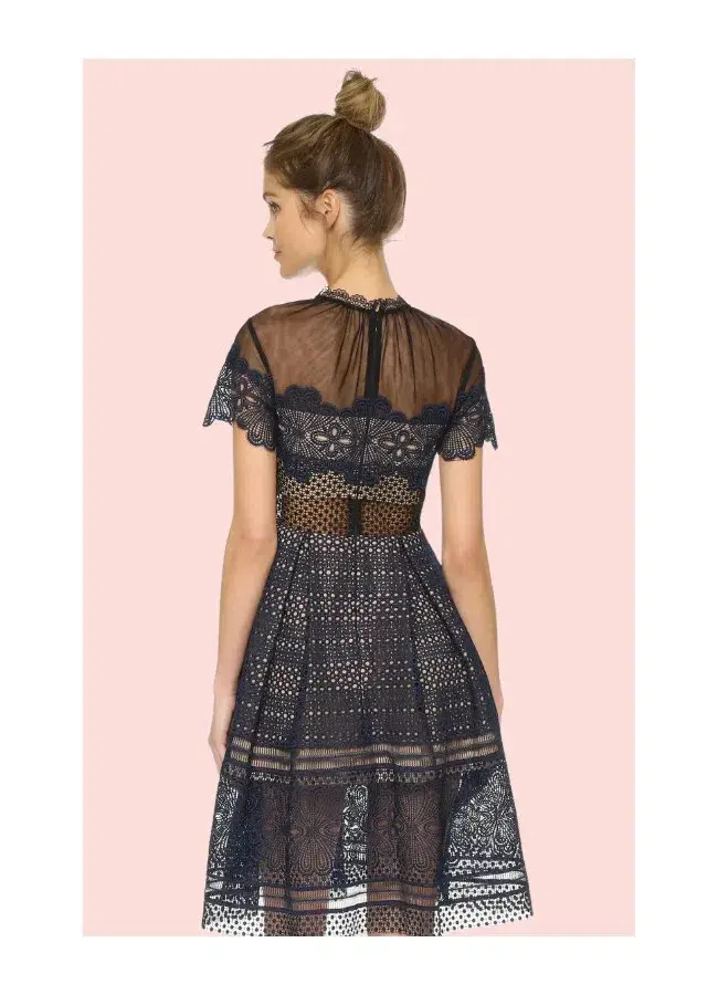 Self Portrait Felicia Embroided Midi Dress Navy Size 6 - Image 3