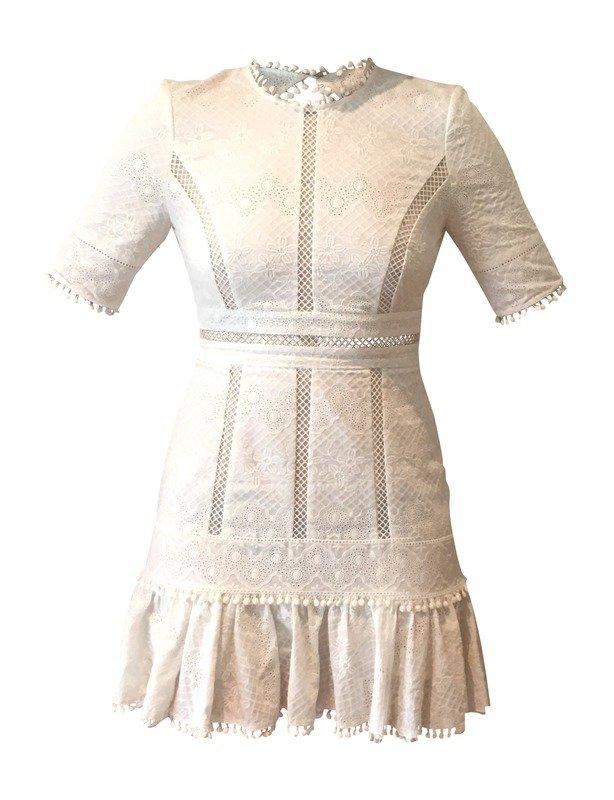 Zimmermann Caravan Embroidered Flip Mini Dress Ivory Size 2 / Au 12 - Image 2