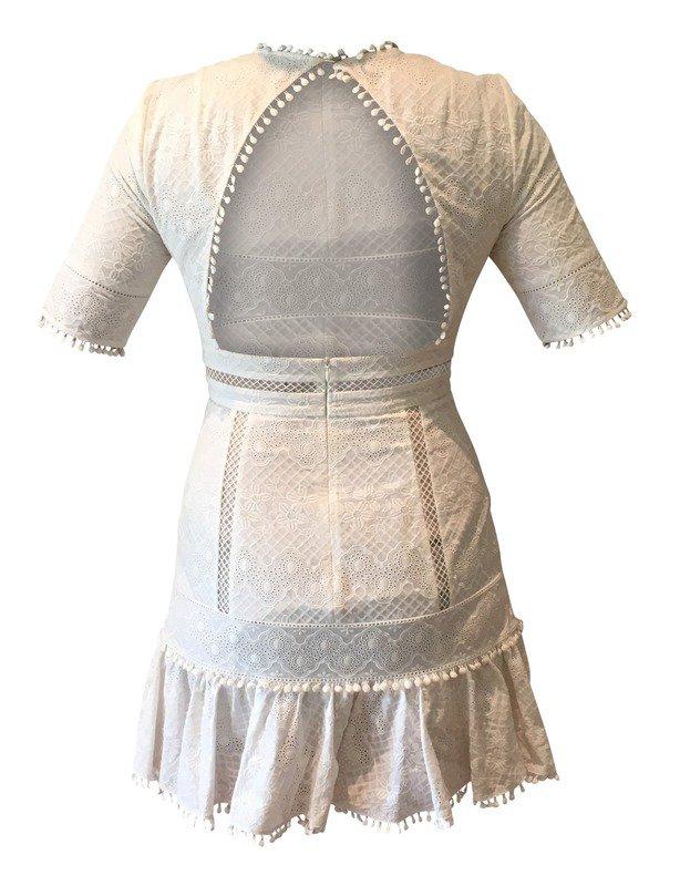 Zimmermann Caravan Embroidered Flip Mini Dress Ivory Size 2 / Au 12 for rent on The Volte - main image