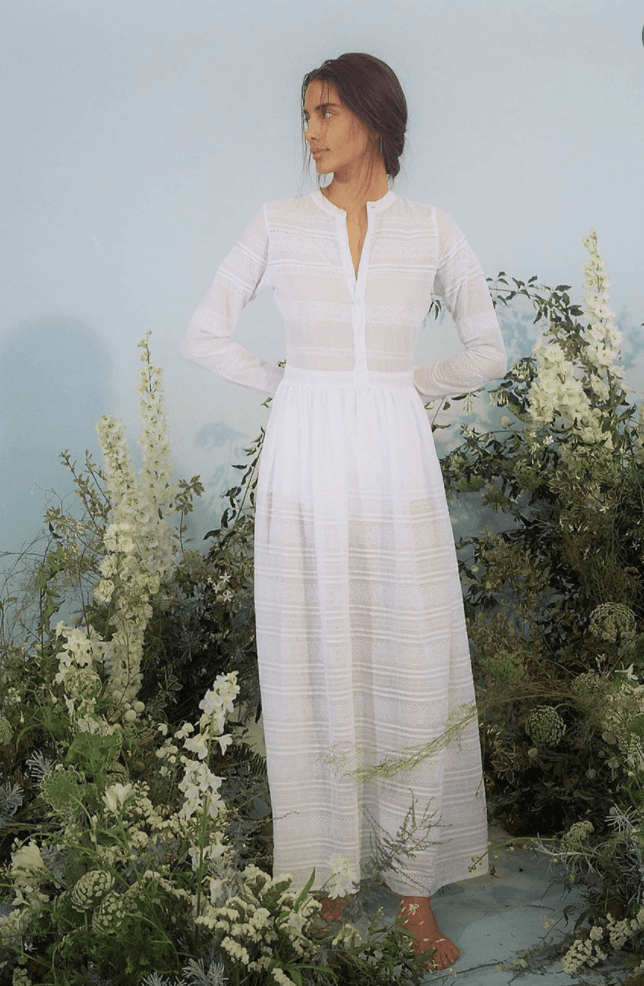 Sir The Label Cotton Elke Pleated Maxi Dress White | AU 10 - Image 1