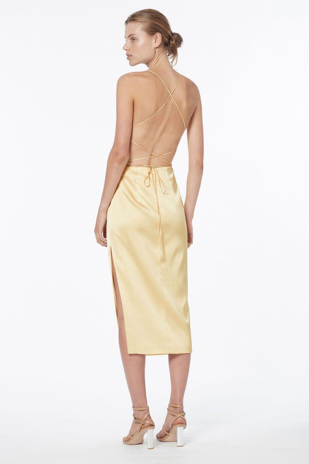 Manning Cartell Miami Heat Backless Midi Dress Champagne Size 10 for rent on The Volte - main image