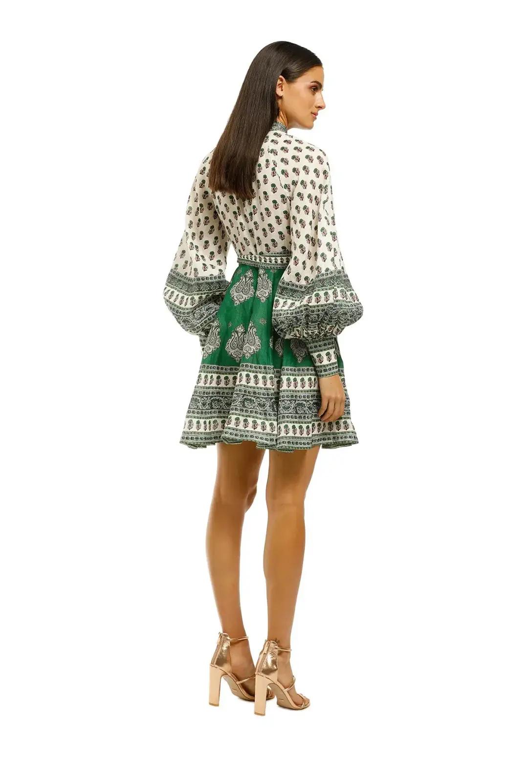 Zimmermann Amari Buttoned Dress Emerald Print Size 10 for rent on The Volte - main image