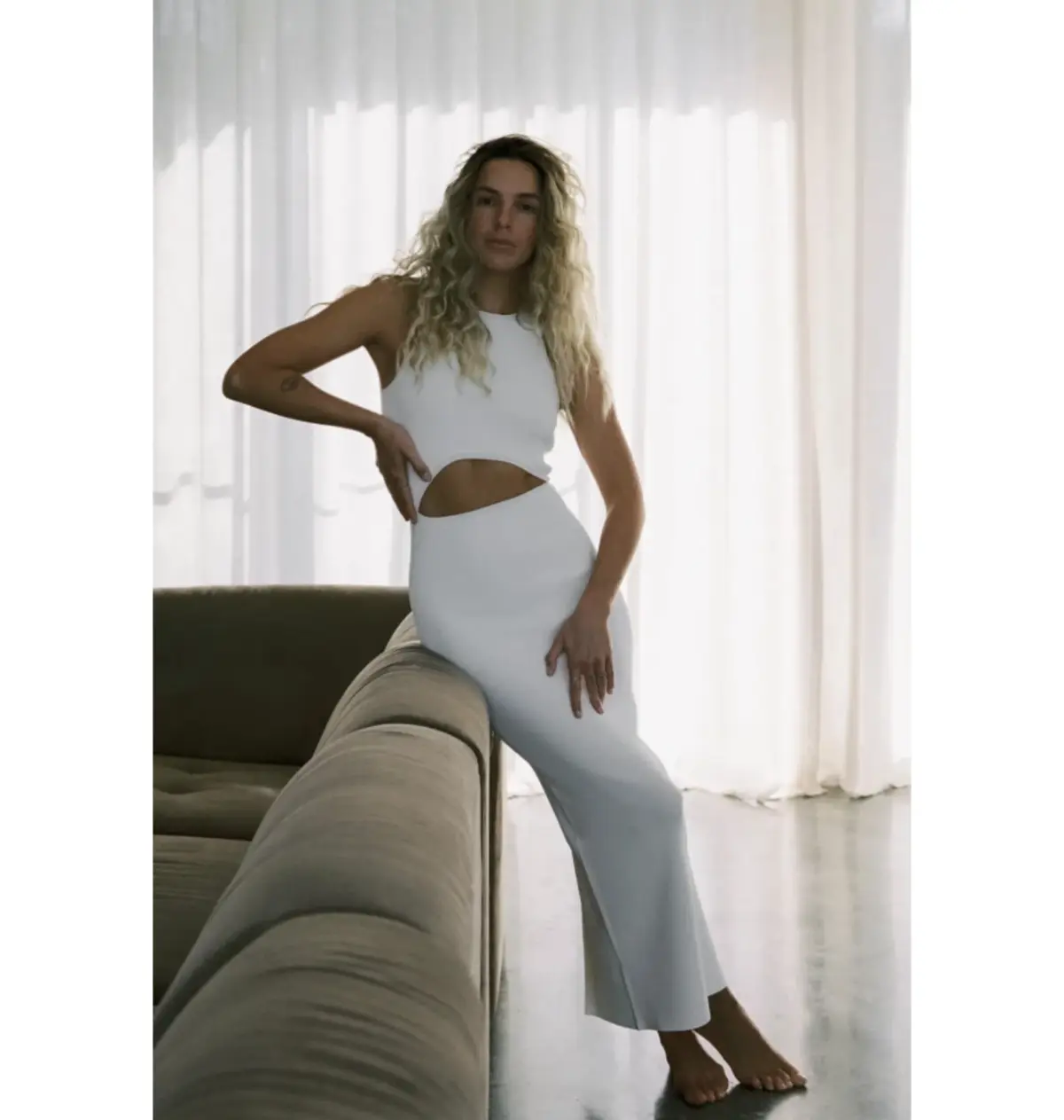 Sir The Label Ingrid Cut Out Midi Dress White AU 6 - Image 2