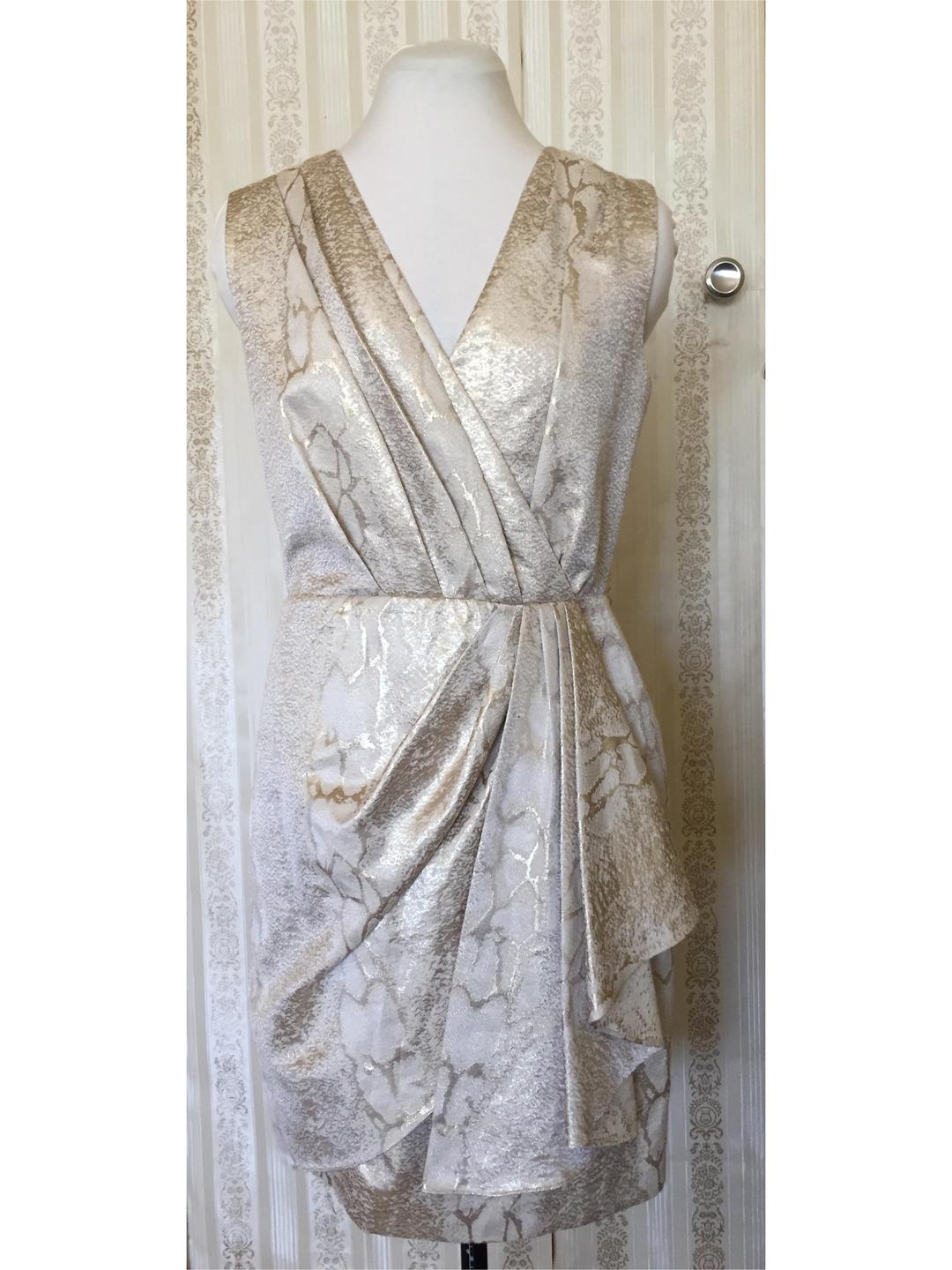 Thurley Reptile Print Pleated Dress Gold Size 12 for rent on The Volte - main image