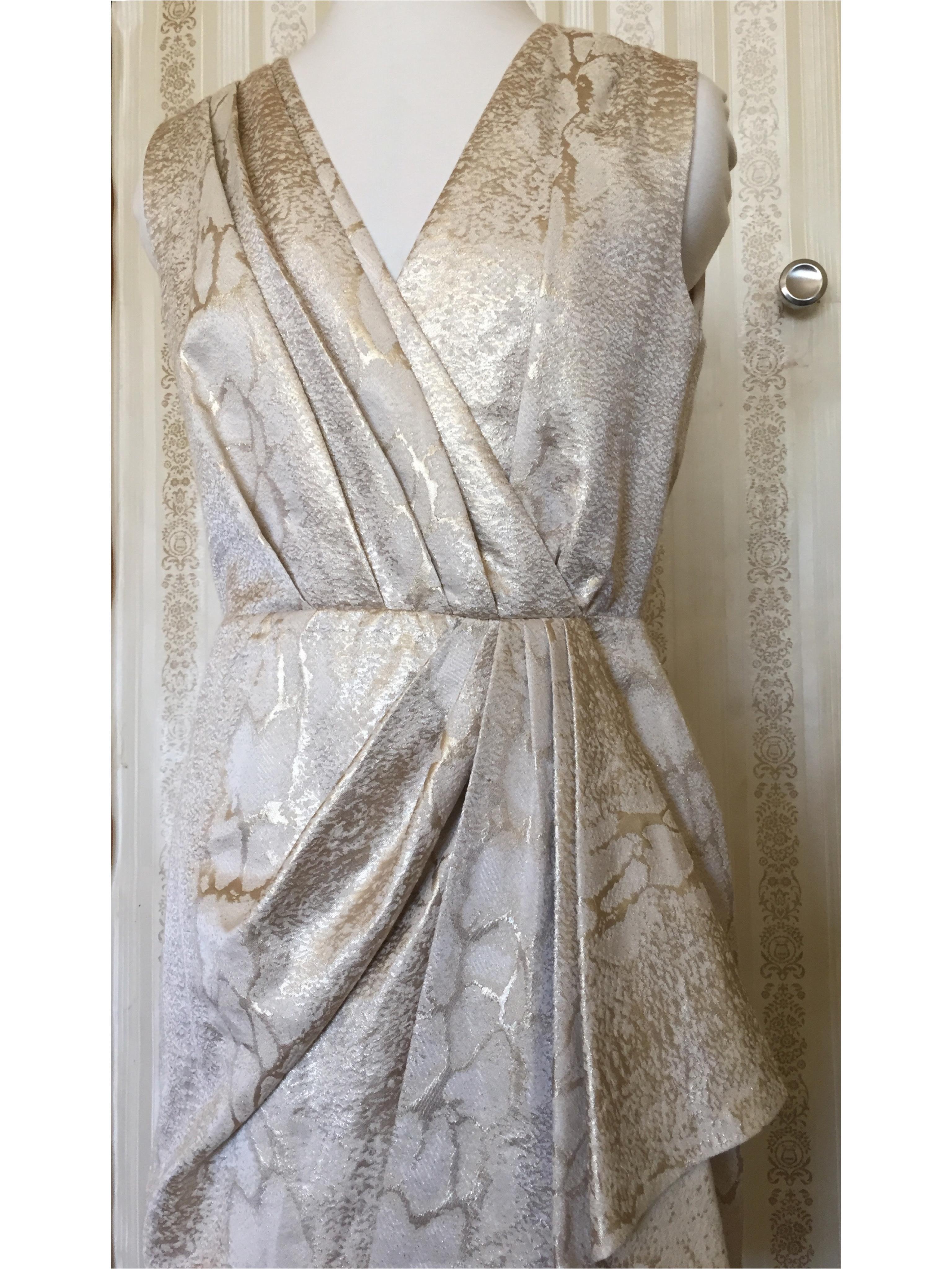 Thurley Reptile Print Pleated Dress Gold Size 12 - Image 3
