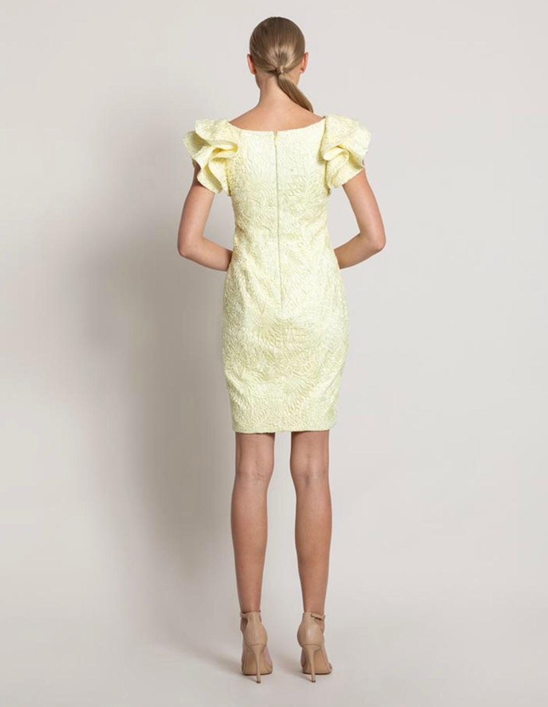 Bariano Tallulah Frill Mini Dress Yellow Size 10 - Image 3