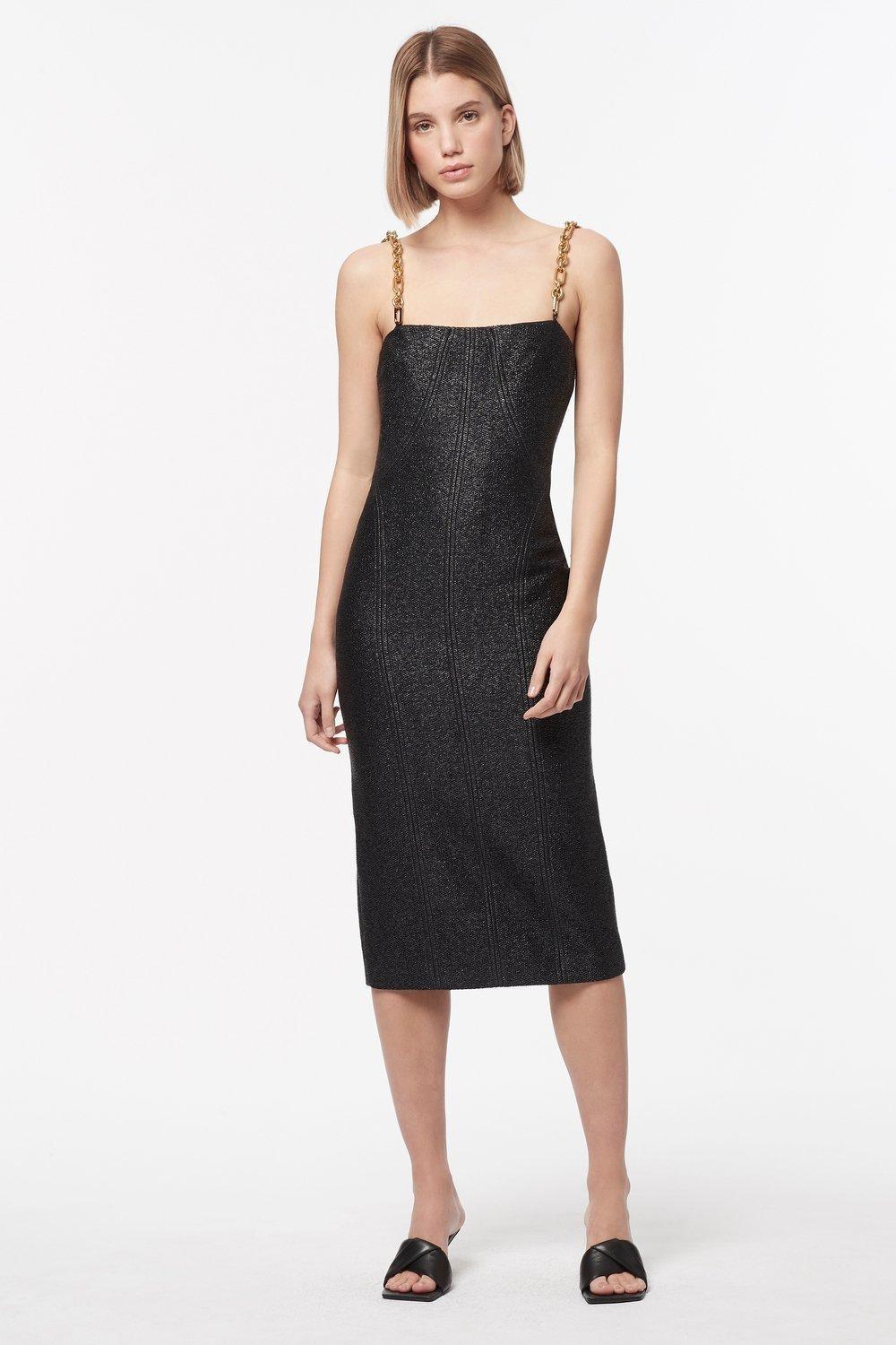 Manning Cartell  Neo Classic Midi Dress W/ Chain Black Size 8 - Image 1