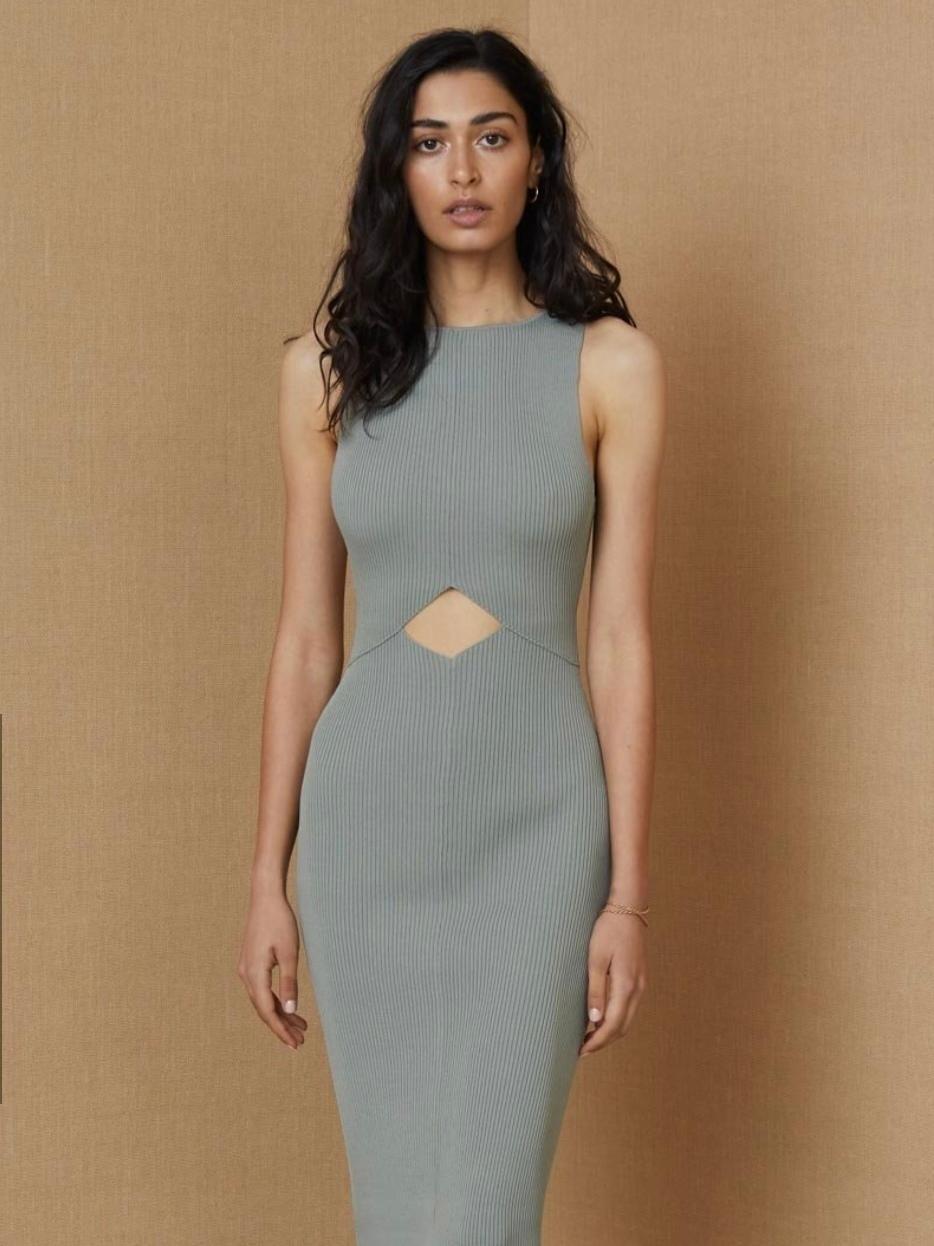 Bec & Bridge Versailles Knit Midi Dress Sage - Image 1