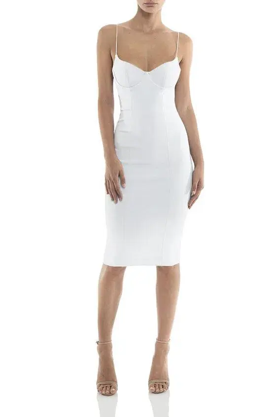 Misha Yoko Bandage Dress in Ivory White Size 6 for rent on The Volte - main image