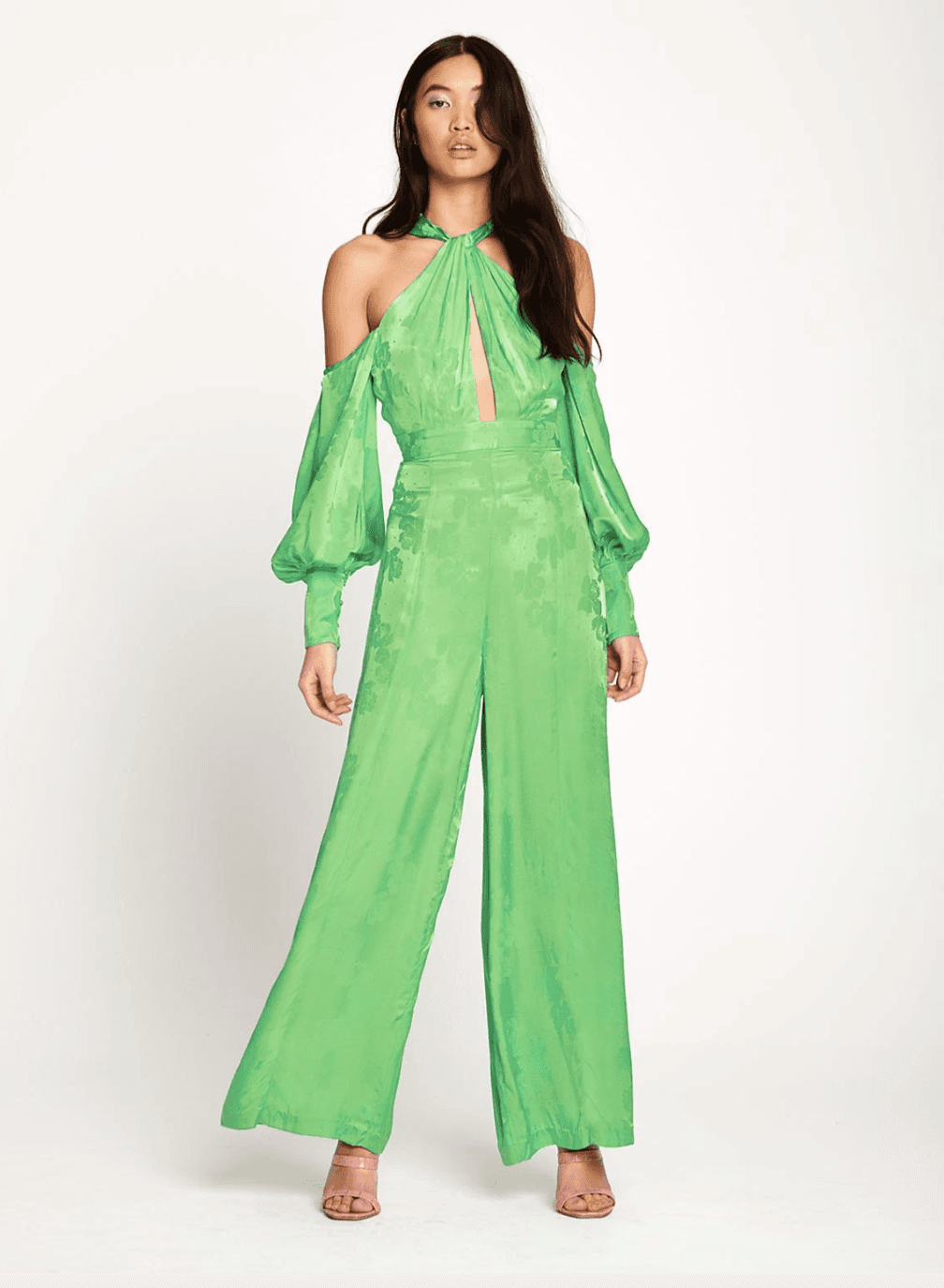 Alice McCall Green Apple Memory Lane Cold-shoulder Jumpsuit Size 4  - Image 1