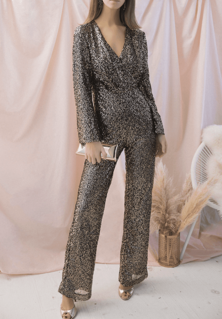 Misha Sharnie Pantsuit Gold Size 10/M  for rent on The Volte - main image