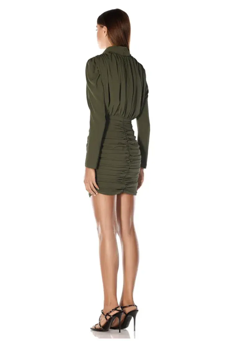 Misha Pearly Mini Dress Khaki Size 4  for rent on The Volte - main image