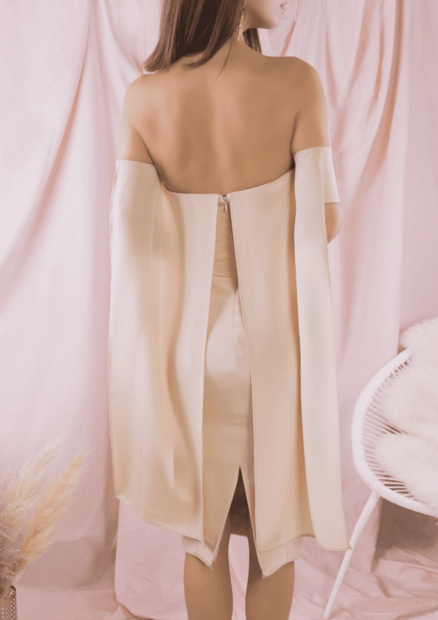 Misha Giselle Silk Dress Cream Size 8 - Image 3