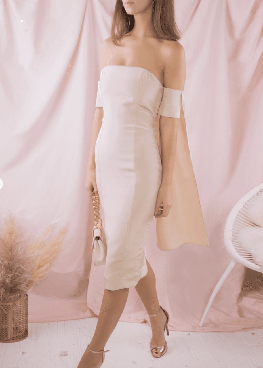 Misha Giselle Silk Dress Cream Size 10 - Image 2