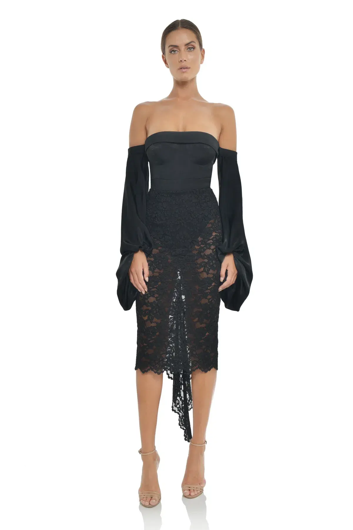 Misha Cleo Midi Dress Black Size 8 - Image 1