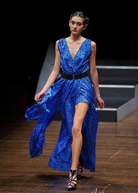 Wayne Cooper V Neck Midi Dress Blue Size 10 - Image 1