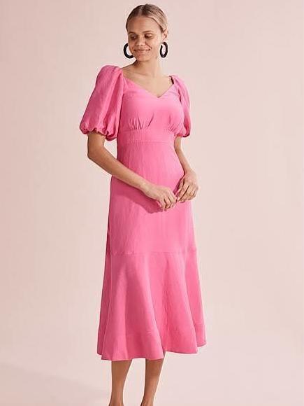 Country Road Full Sleeve Midi Dress Pink Size 8 - Image 1