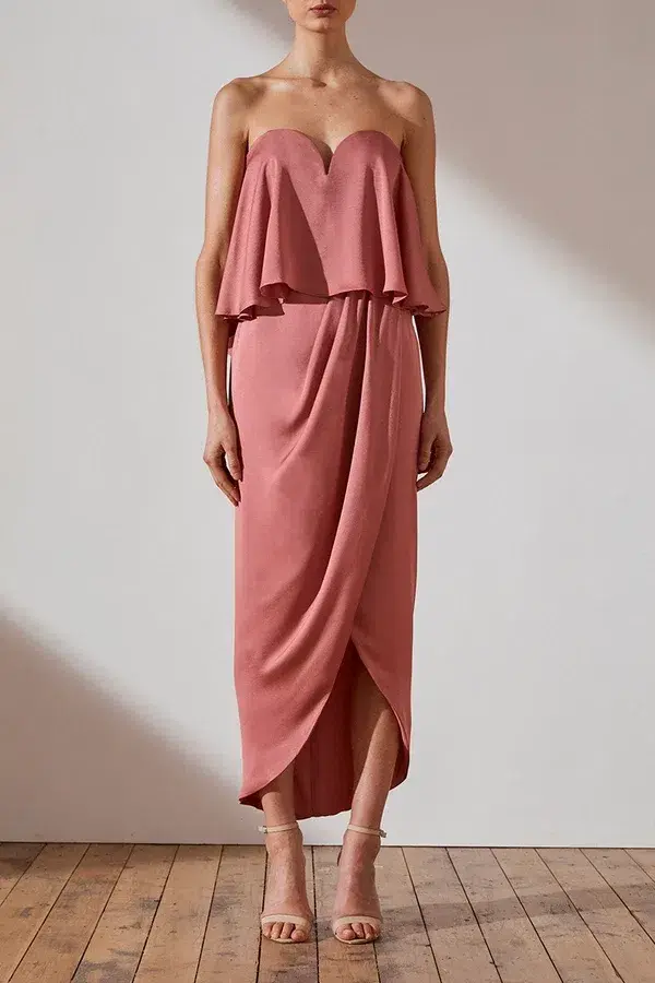 Shona Joy Imogen Luxe U Wire Frill Dress Rose Size 6 - Image 1
