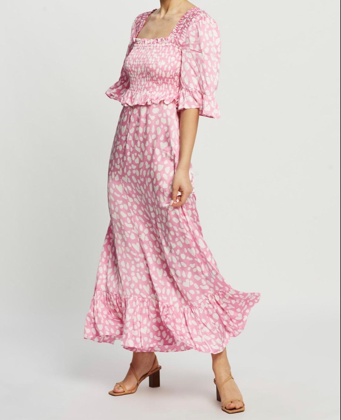 Kitri Ara Printed Satin Dress Pink Size 12 - Image 1