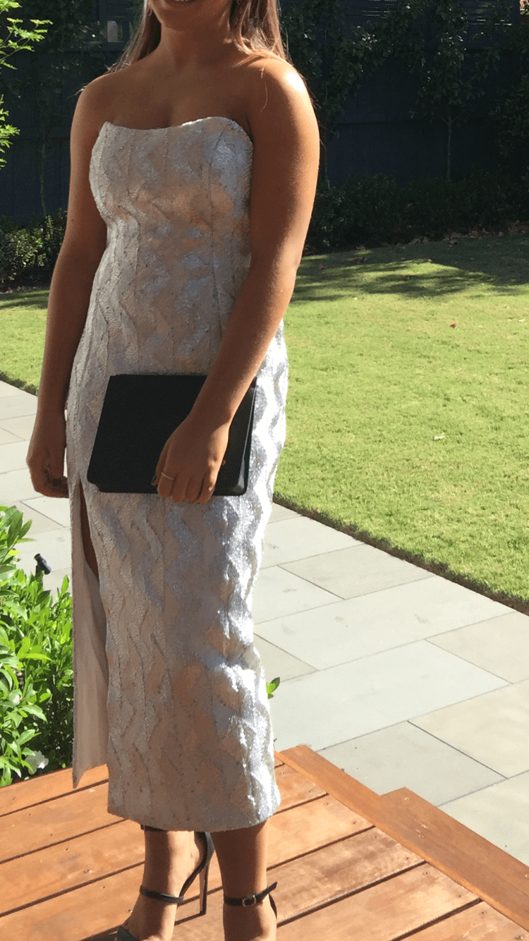 Manning Cartell No Filter Strapless Dress Silver Size 10 - Image 4