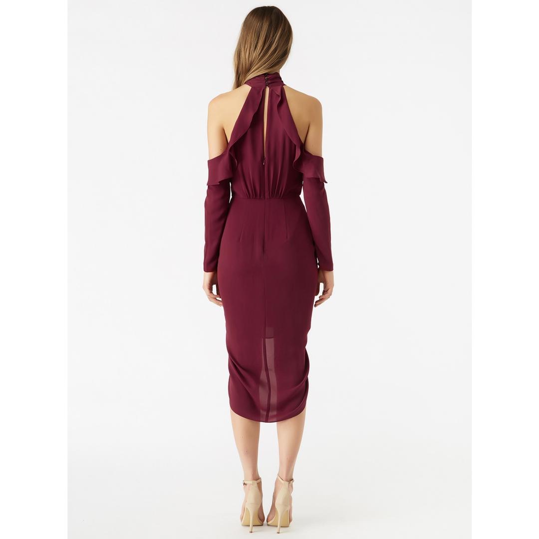 RODEO SHOW Genevieve Drape Dress - Wine for rent on The Volte - main image