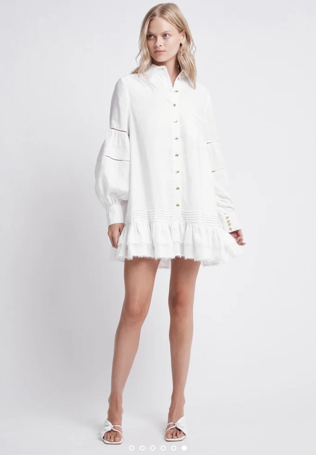 Aje Litus Shirt Dress White Size 14 - Image 4