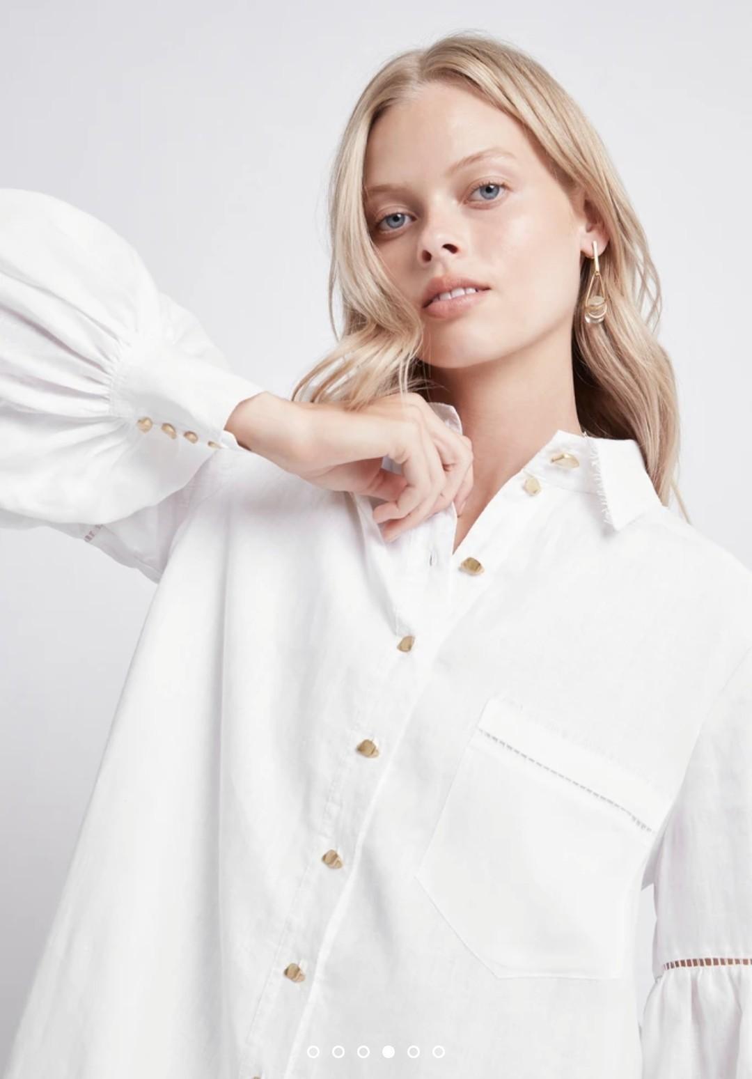 Aje Litus Shirt Dress White Size 14 - Image 1
