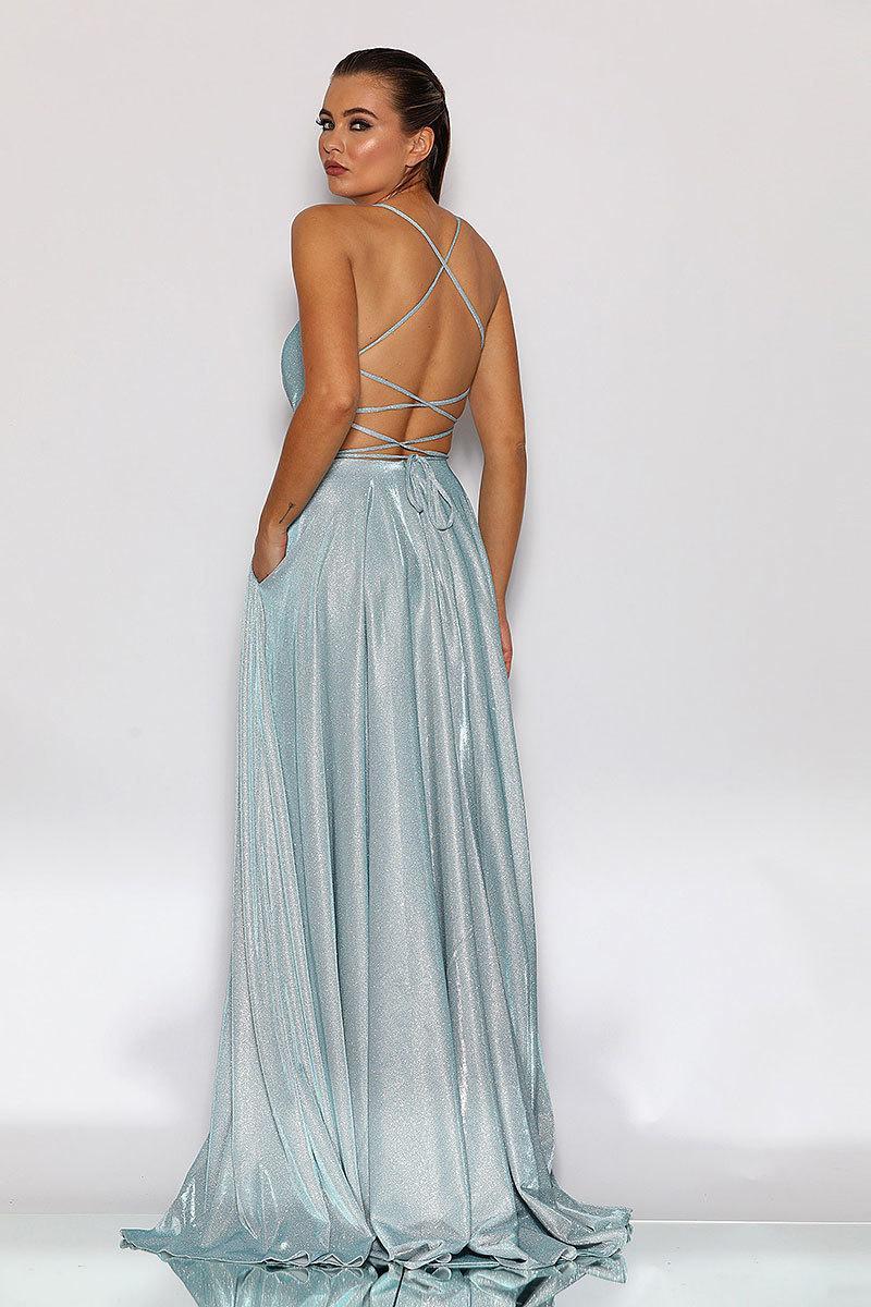 J'Adore JX2106 Gown Blue Size 10 - Image 2