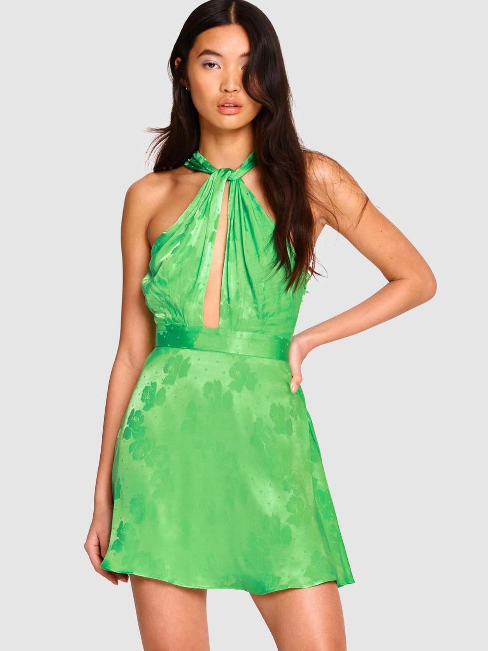 Alice McCall Memory Lane Satin Mini Dress Green Size 12 - Image 1
