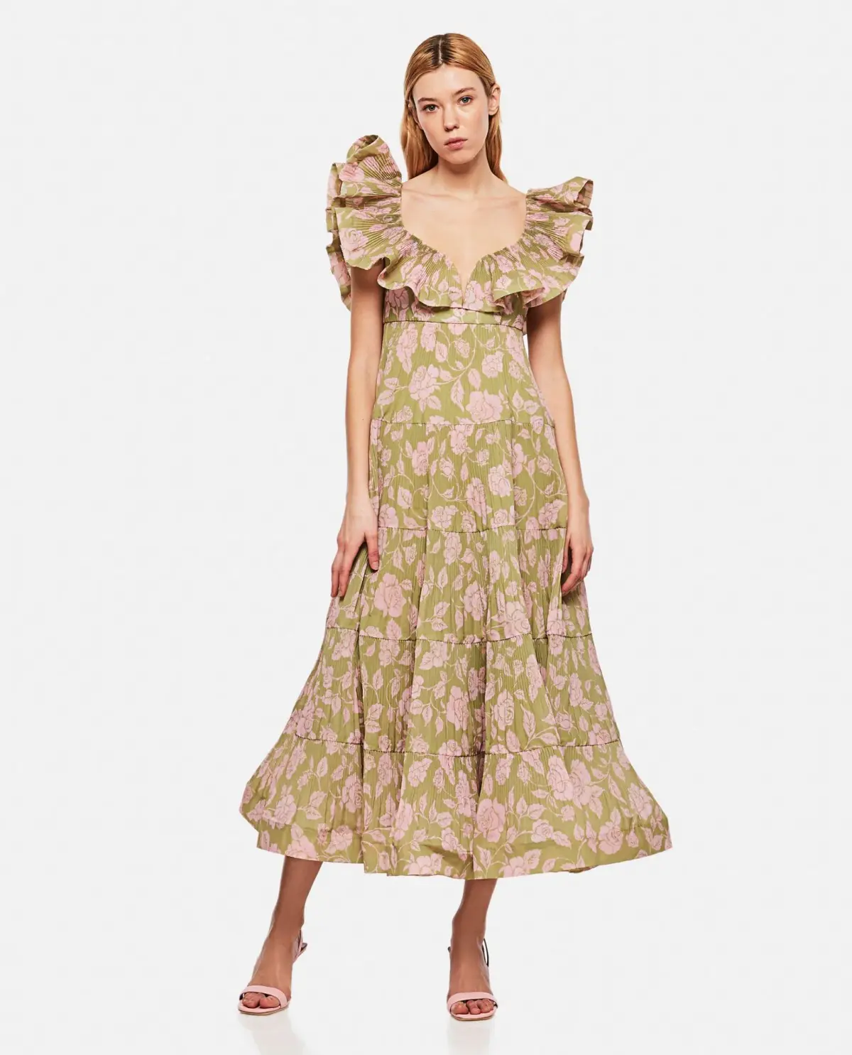 Zimmermann Lovestruck Pleated Floral Gown Print Size 1/Au 10 - Image 1