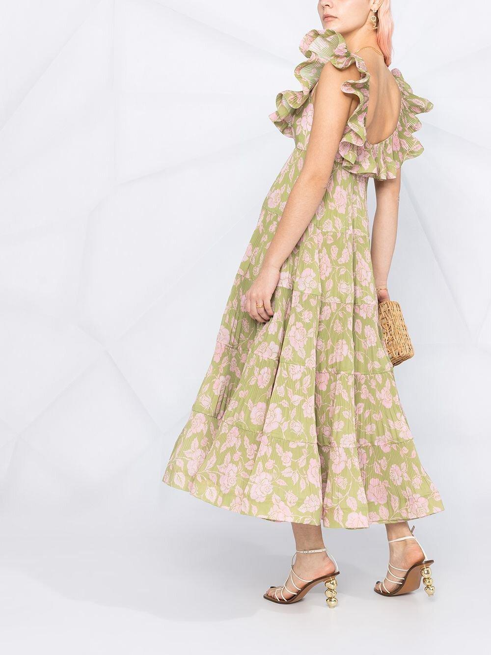 Zimmermann Lovestruck Pleated Floral Gown Print Size 1/Au 10 - Image 4